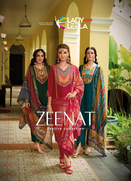 Zeenat By Lady Leela Vichitra Printed Surat Kurti With Bottom Dupatta Wholesale Market
