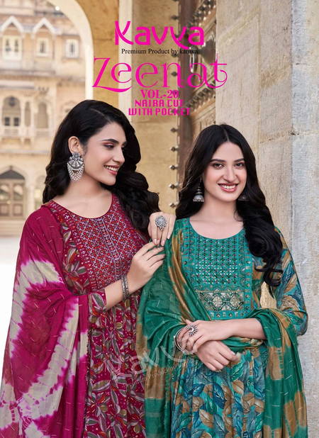 Zeenat Vol 20 By Kavya Foil Printed Naira Cut Kurti With Bottom Dupatta Wholesale Market In Surat
 Catalog