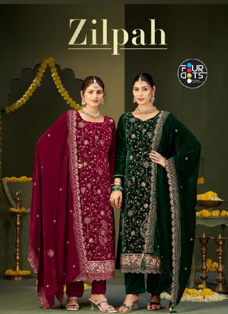 Zilpah By Fourdots Viscose Velvet Online Designer Salwar Suits Wholesale
