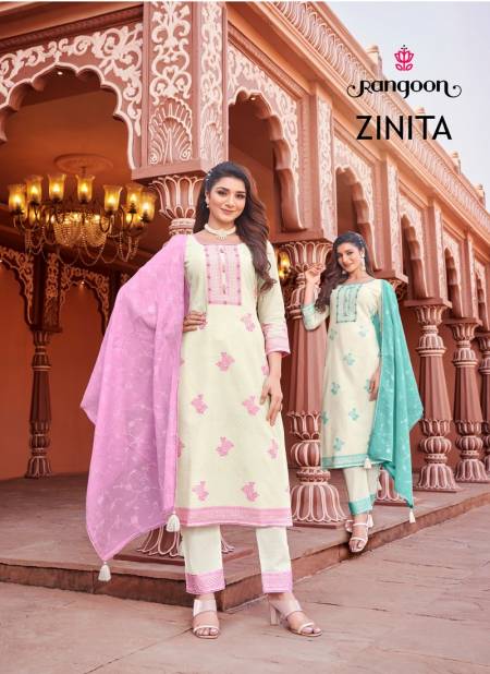 Zinita By Rangoon Cotton Jacquard Designer Readymade Suits Wholesale Price In Surat Catalog