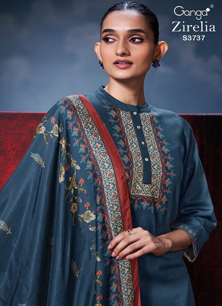 Zirelia 3737 By Ganga Cotton Satin Online Designer Salwar Kameez Wholesale