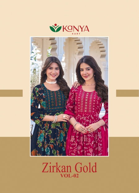 Zirkan Gold Vol 2 By Kanya Vertican Kurti With Bottom Dupatta Wholesale Market In India