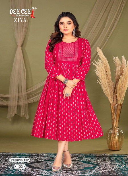 Ziyaa By Deecee Flared Long Rayon Printed Kurtis Wholesalers In Delhi
