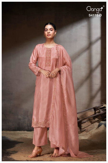 Ziyaara 4118 By Ganga Bemberg Habutai Online Designer Salwar Suits Wholesale