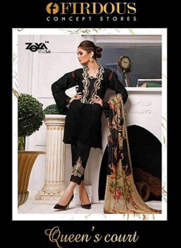 Zoya Firdous Queen Nx Latest Pure Lawn Cotton Designer Embroidery Work Pakistani Salwar Suits Collection 
