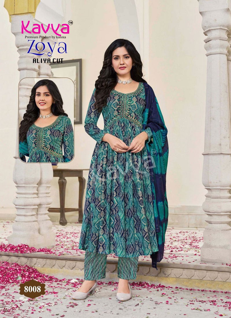 Zoya Vol 8 By Kavya Kurti With Bottom Dupatta Wholesale Market In Surat
 Catalog