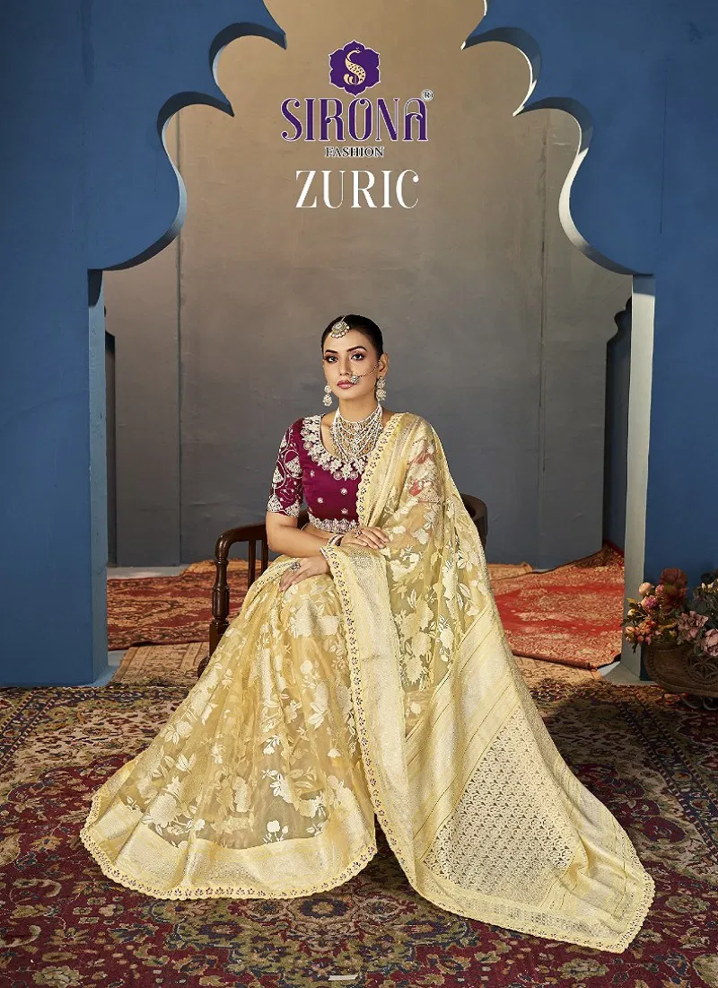 Zuric By Sirona Organza Designer Party Wear Sarees Wholesale Market In Surat Catalog