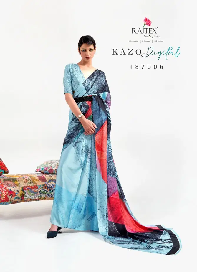 Kazo Digital By Rajtex Japan Satin Crepe Designer Saree Orders In India