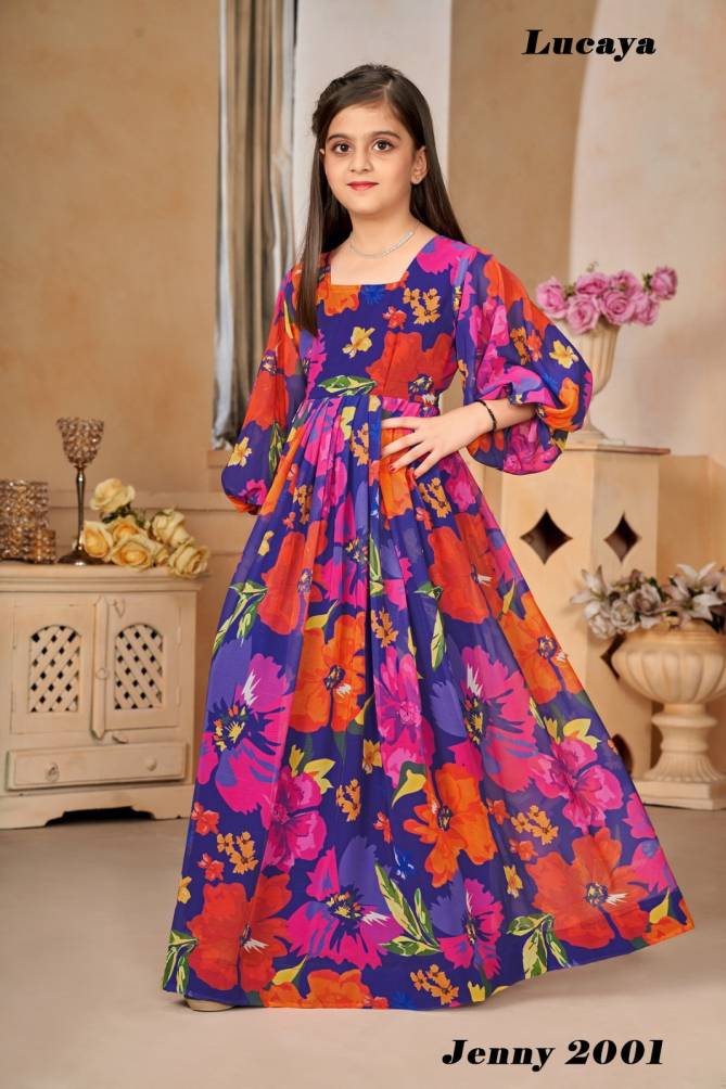 Jenny 2001 By Lucaya Kids Printed Girls Gown Wholesale Market In Surat
