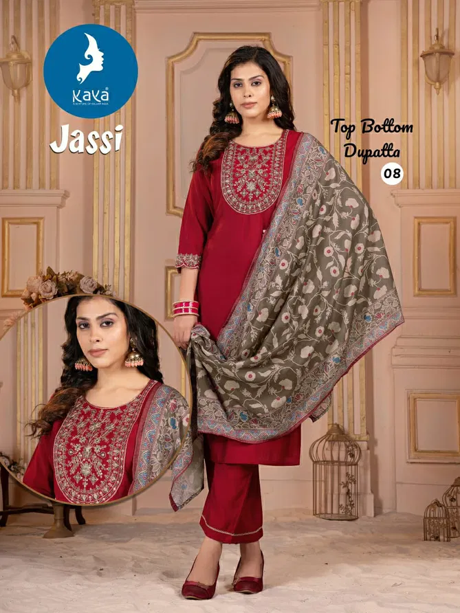 Jassi By Kaya Roman Silk Kurti With Bottom Dupatta Wholesale Shop In Surat