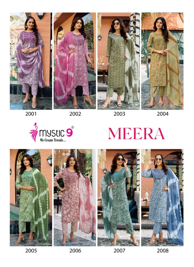 Meera Vol 2 By Mystic 9 Rayon Kurti With Bottom Dupatta Suppliers In India