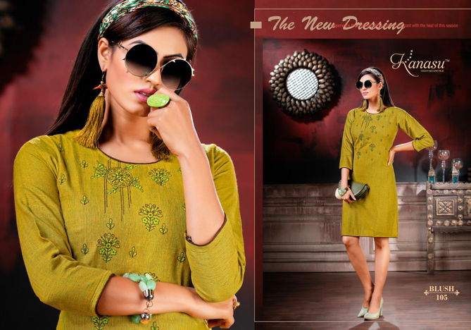 Kanasu Blush Exclusive Collection Designer Party Wear Heavy Rayon Kurti Collection