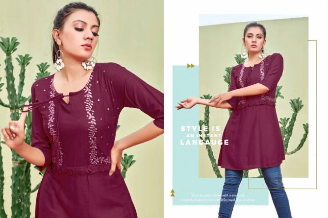 Tips Tops Bubbly Fancy Party Wear Rayon Embroidery Latest Top Collection
