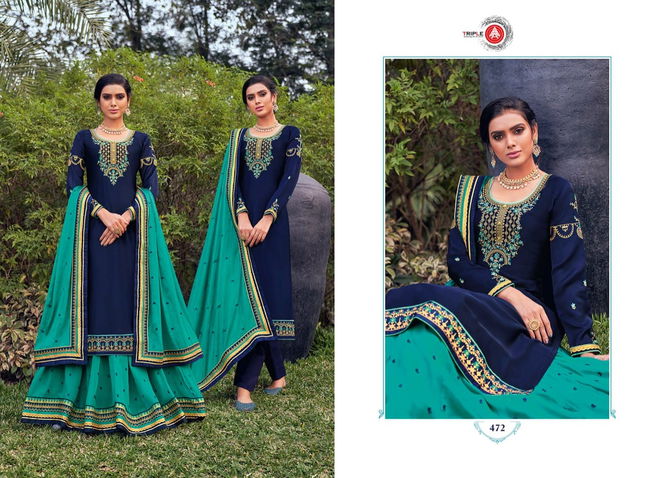 TRIPLE AAA KOHINOOR Latest Heavy Wedding Wear Satin Georgette Embroidery Work top With Lehenga And dual Santoon  Salwar Suit Collection