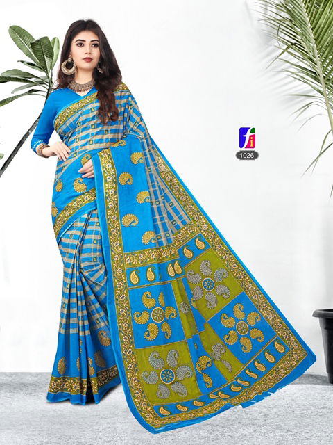 Buy Yellow Cotton Daily Wear Printed Work Saree Online From Wholesale  Salwar.