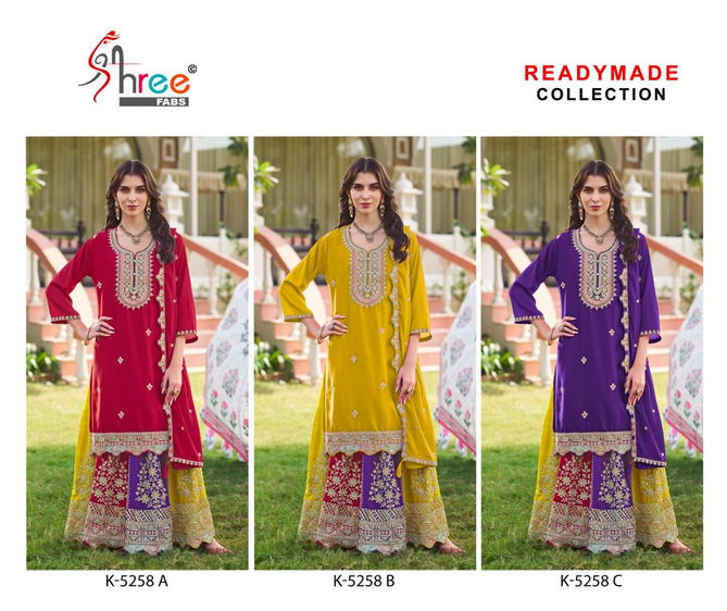 K 5258 By Shree Fabs Chinon Readymade Suits Wholesale Shop In Surat