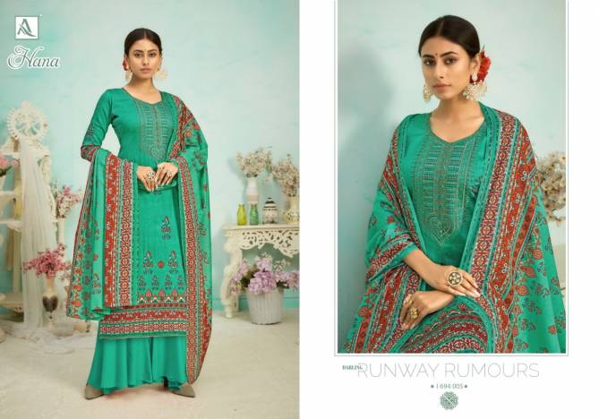 Alok Hana Latest Fancy Casual Wear Pure Viscose Rayon Print With Embroidery Designer Dress Material Collection