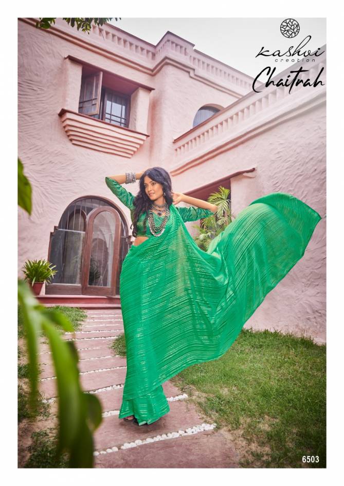 Kashvi Chaitrah Weightless Daily Wear Georgette Printed Saree Collection
