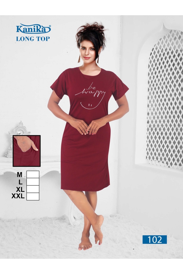 Kanika Long Top 101 To 110 Hosiery cotton Night Suits Collection
