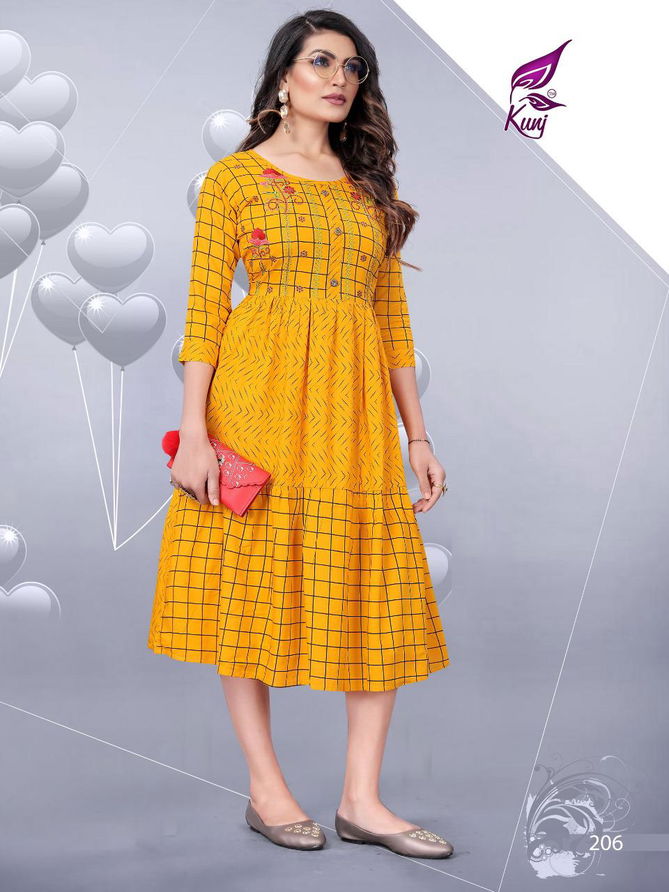 Kunj Kivi 2 Latest Fancy Ethnic Wear Anarkali Printed Rayon Kurtis Collection