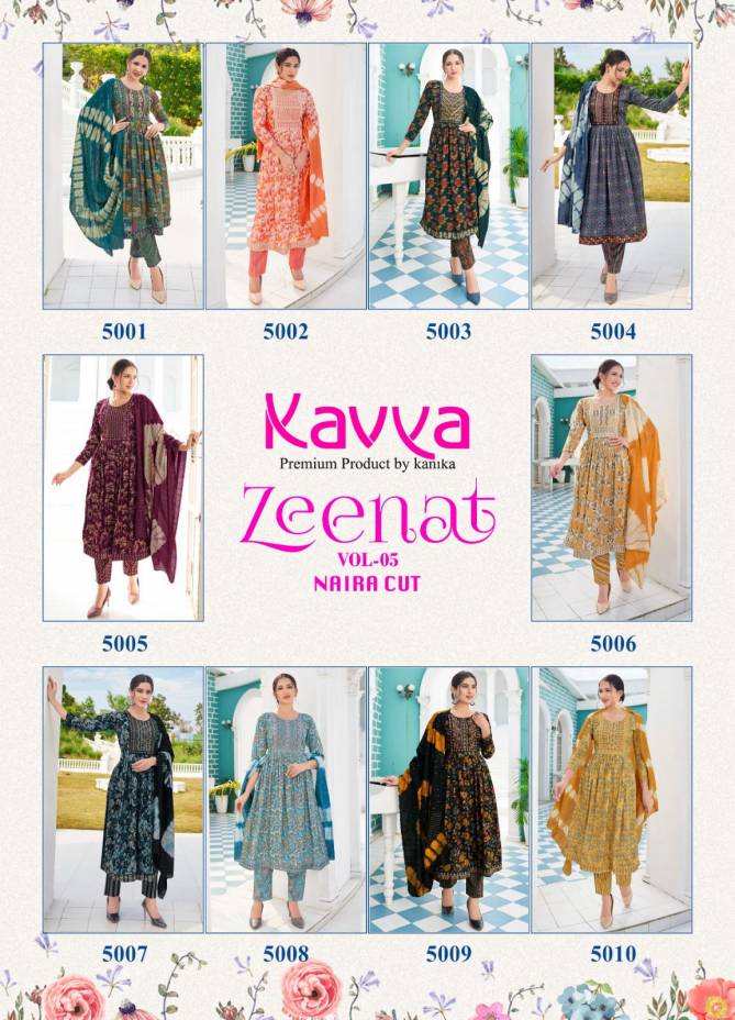Zeenat Vol 3 By Kavya Naira Cut Kurti With Bottom Dupatta Catalog