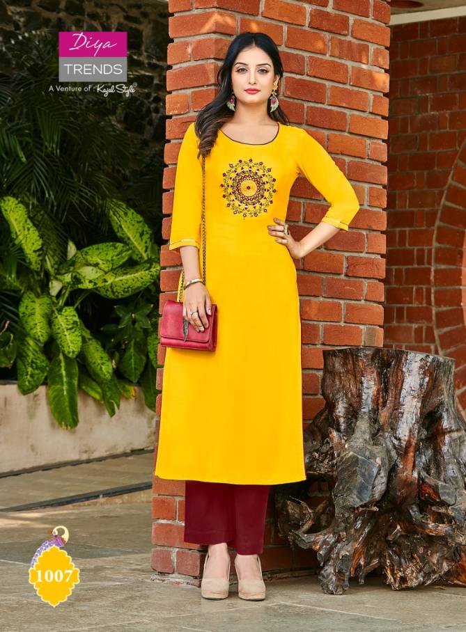 Casual Diaries 1 Latest Fancy Designer Casual Wear Heavy Embroidery Work Rayon Kurtis Collection
