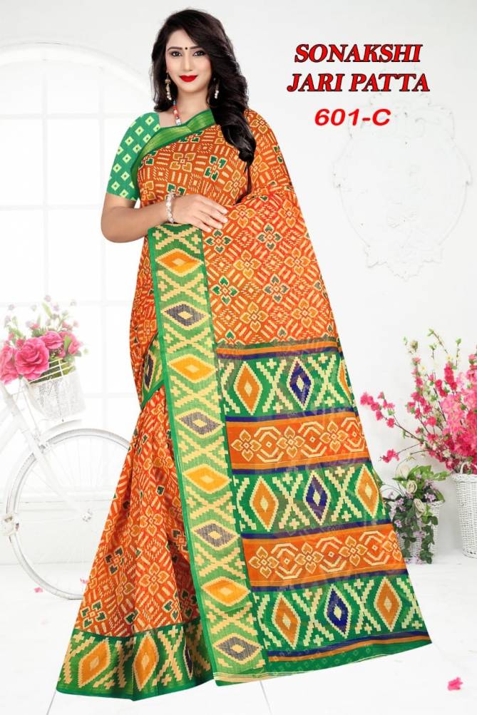 Sonakshi Jari Patta 601 Fancy Regular Wear Cotton Printed Designer Saree Collection