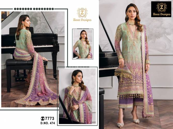 474 Ziaaz Designs Embroidery Rayon Pakistani Suits Wholesale Online