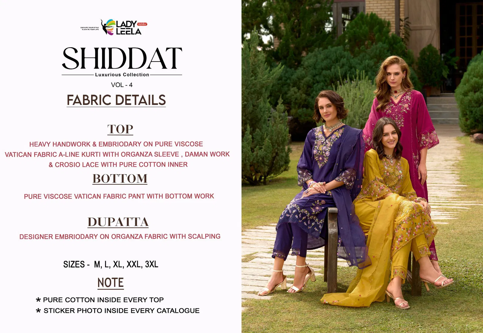 Shiddat Vol 4 By Lady Leela Viscose Embroidery Kurti With Bottom Dupatta Wholesale Price