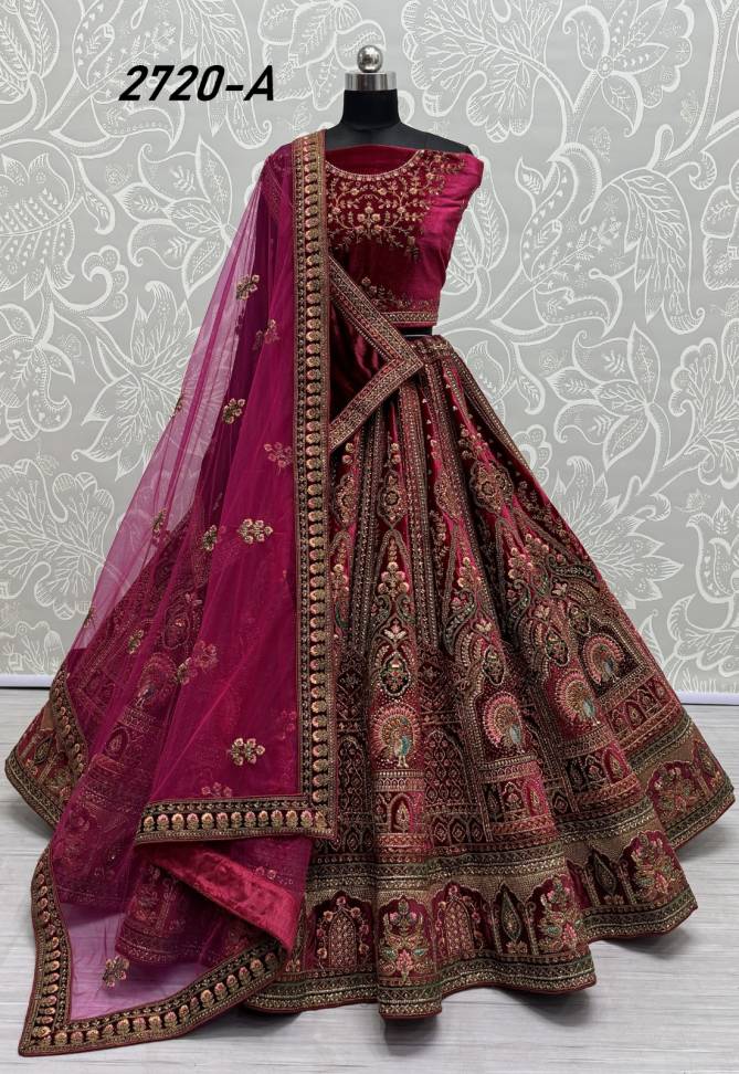 2720 A  and 2720 B by Anjani Art Heavy Velvet Embroidery Bridal Lehenga Choli Suppliers In India