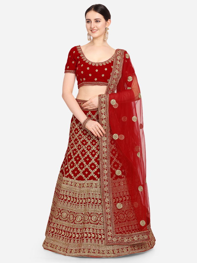 Manali Exclusive Bridal Embroidered Velvet Lehenga Choli Collection  