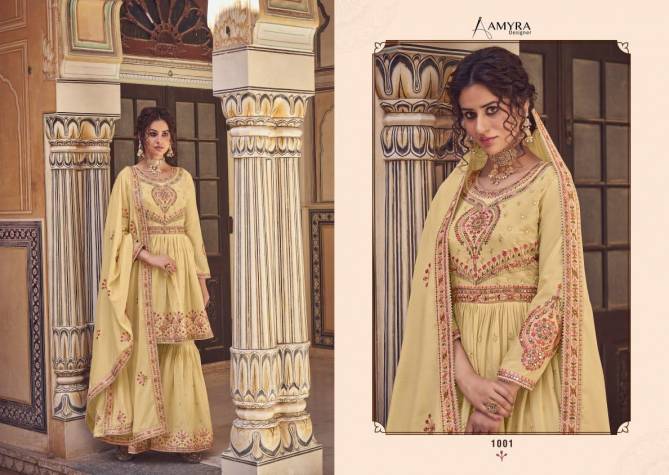 AAMYRA RIWAZ Latest Designer Fancy Festive Wear Heavy Chinon Silk With Heavy Exclusive Mirror Embroidery Work Salwar Suit Collection