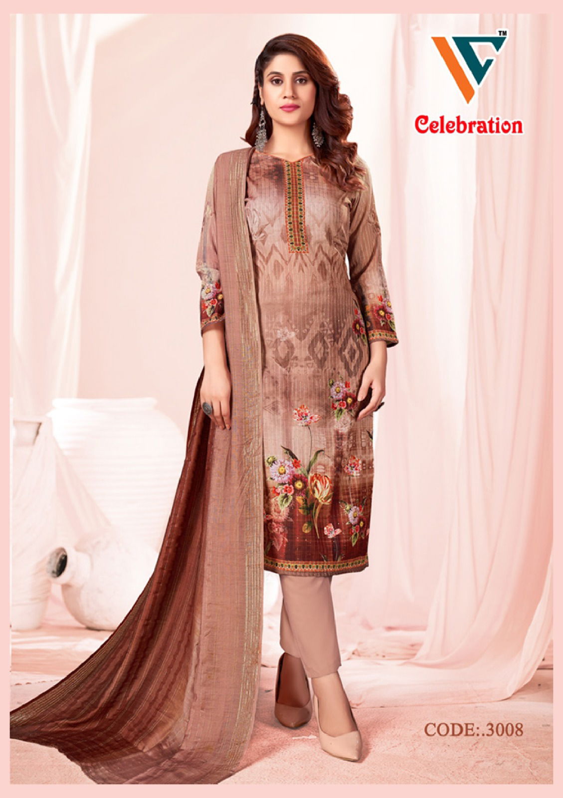 Celebration Vol 3 By Vandana C Digital Printed Squence Dress Material Exporters In India