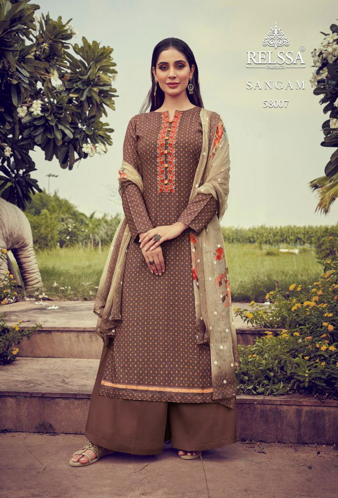 RELSSA SANGAM Latest Fancy Design Festive Wear Pure Cotton Embroidery Work With Digital Print Top With Dupatta Collection  