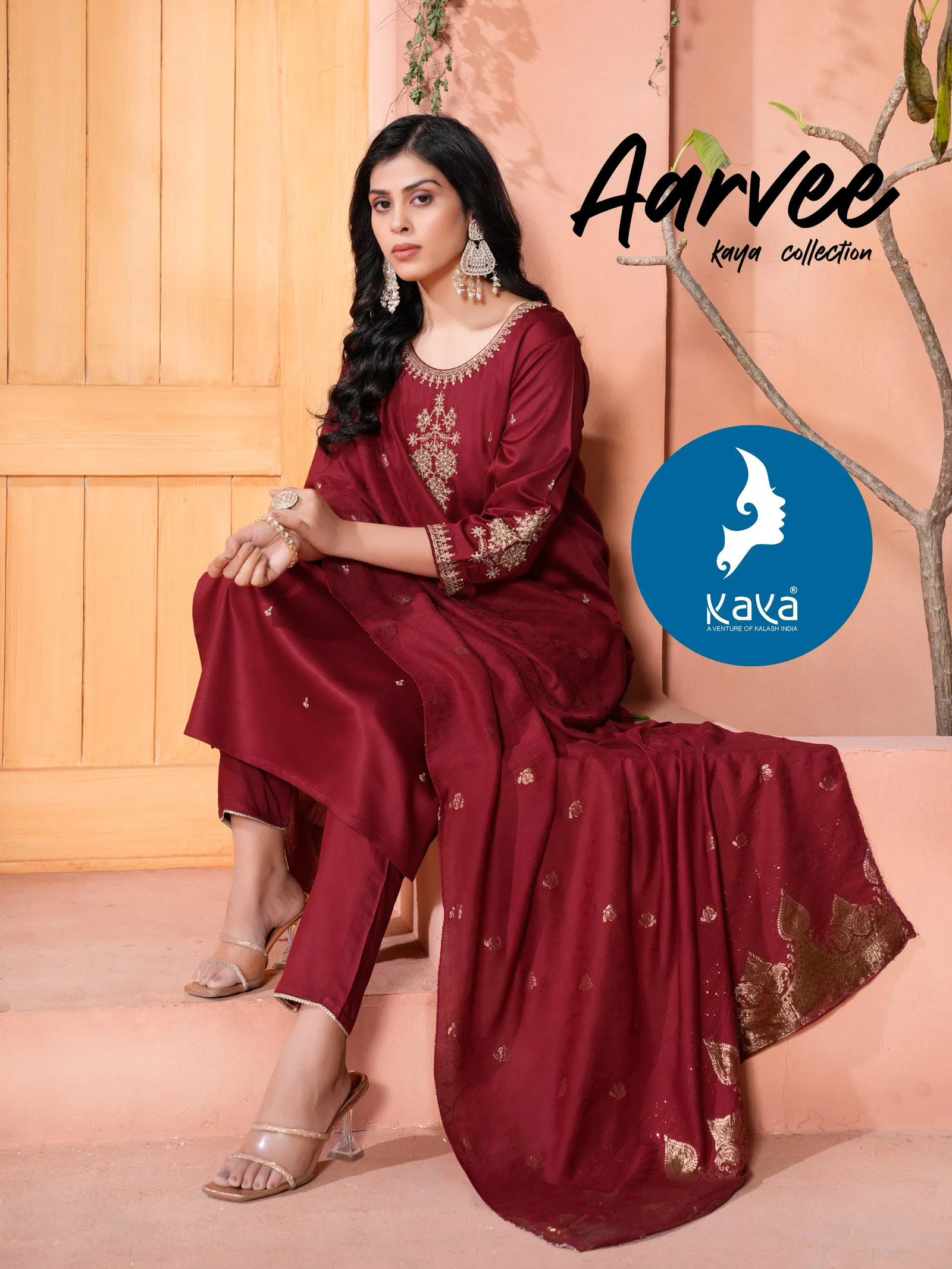 Aarvee By Kaya Gaji Silk Kurti With Bottom Dupatta Wholesalers In Delhi