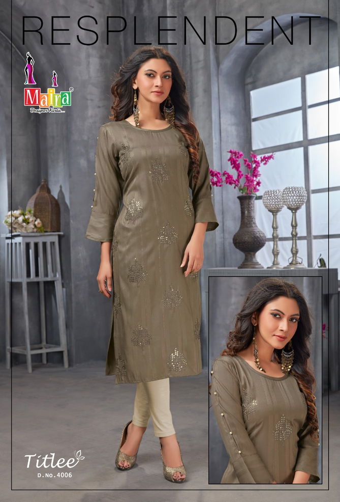 Maira Titlee 4 Heavy Party Wear Rayon Embroidery Kurti Collection