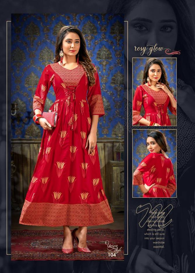 Ft Unique Style Latest Fancy Designer Heavy Rayon Printed Long Anarkali Kurtis Collection
