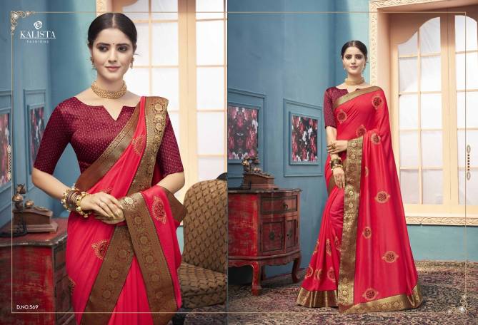 Kalista Kavya New Exclusive Wear Fancy Border Vichitra Silk Saree Collection