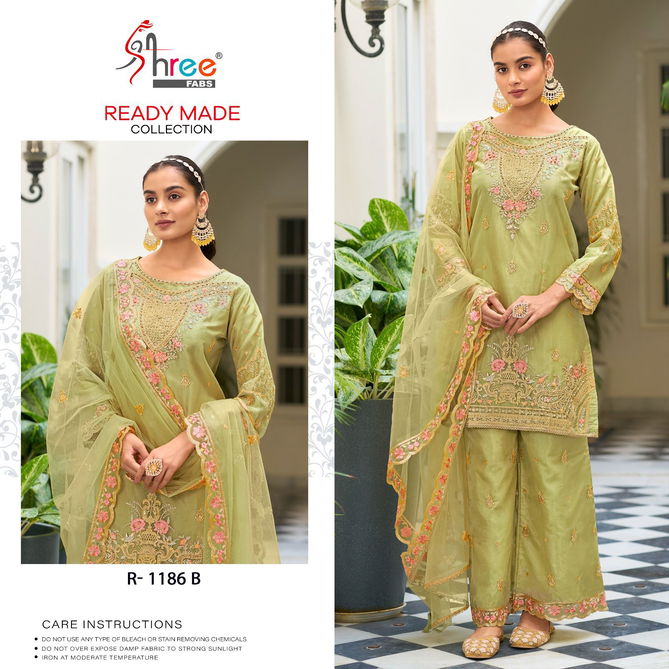 R 1186 By Shree Organza Embroidery Designer Wholesale Pakistani Suits In Surat