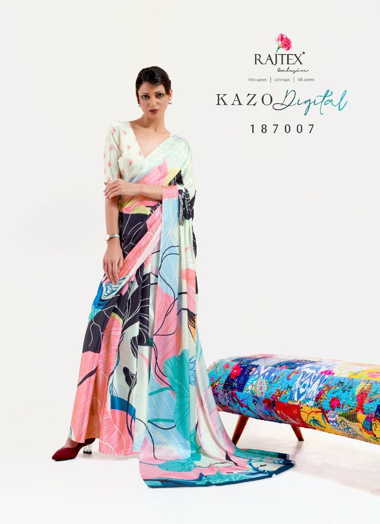 Kazo Digital By Rajtex Japan Satin Crepe Designer Saree Orders In India