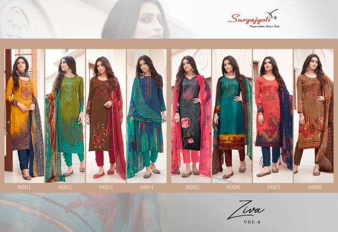 Suryajyoti Ziva 8 Latest Fancy Regular Wear Designer Satin Cotton Dress Material Collection
