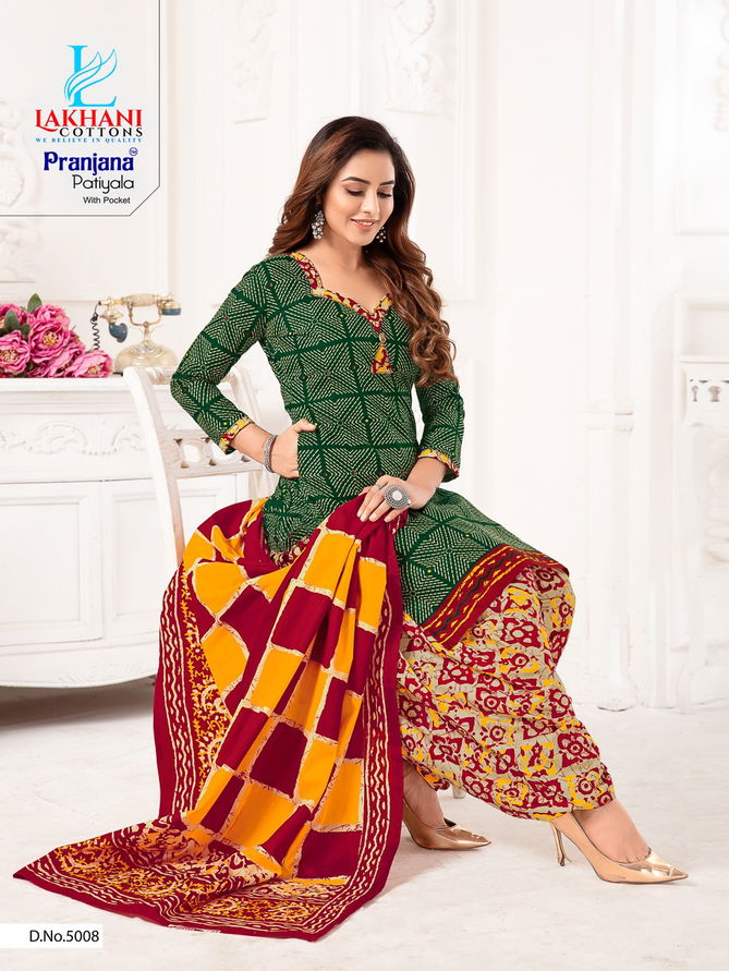 Lakhani Pranjana Patiyala 5 Latest Fancy Designer Regular Casual Wear Ready Made Printed Cotton Salwar Suit Collection
