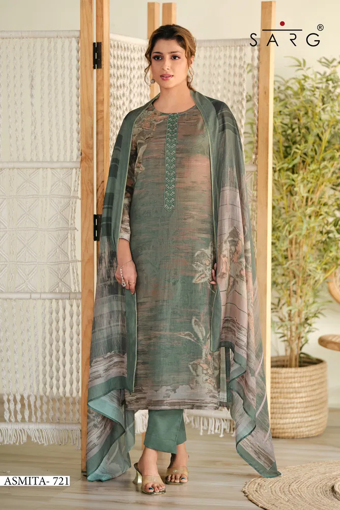 Asmita By Sarg Muslin Silk Digital Printed Dress Material Wholesale In India