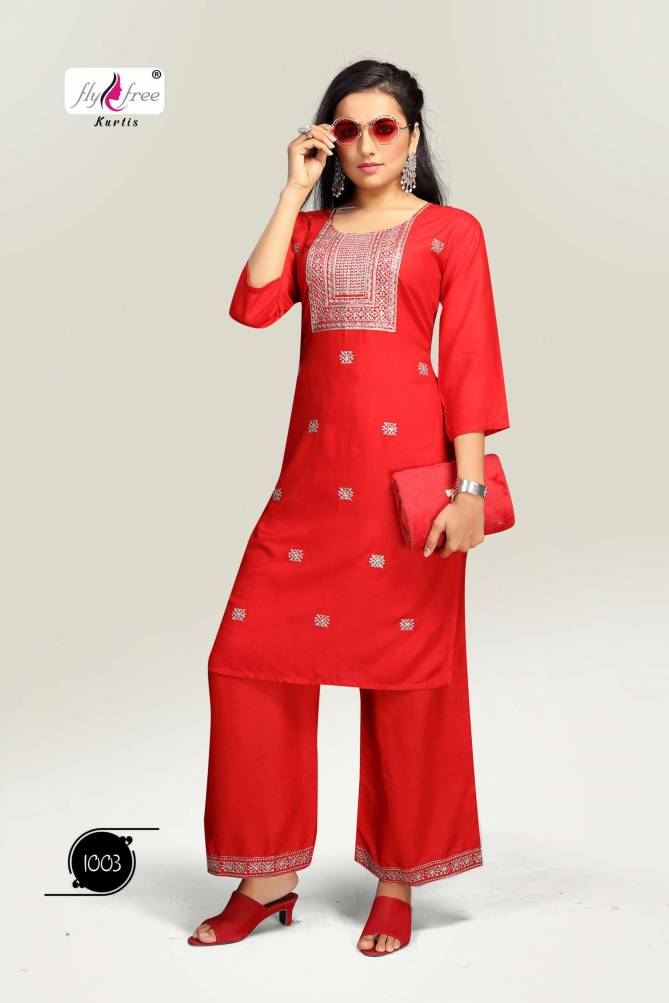 Fly Free Livik Ethnic Wear Kurti With Palazzo Rayon Designer Collection
