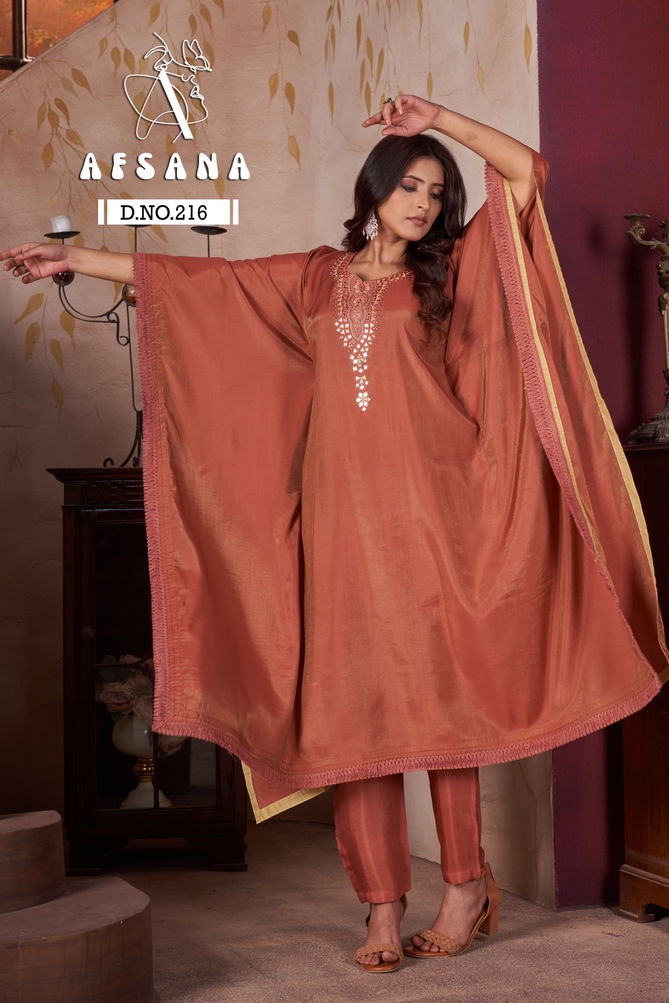 DN 216 By Afsana Modal Mirror Work Kaftan Kurti With Bottom Wholesale Price In Surat
