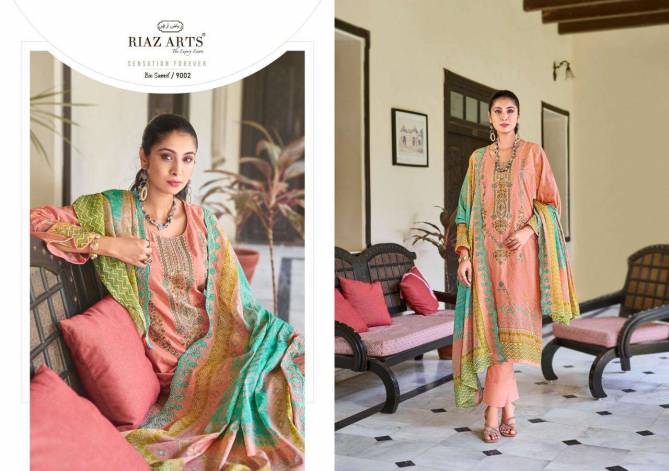 Bin Saeed 9001 To 9008 By Riaz Arts Pure Cotton Dress Material Orders In India