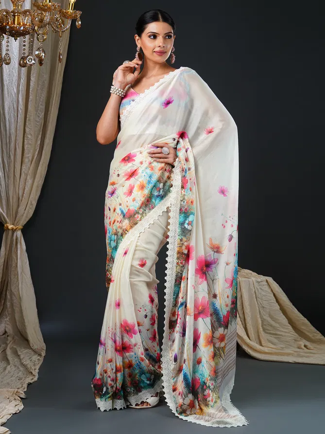 01 By Leela Georgette Digital Printed Saree Bulk orders In India