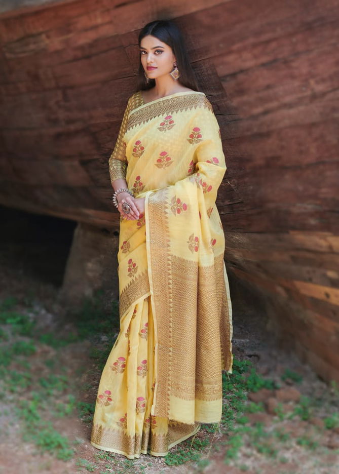 Rajyog Swaruchi Latest Fancy Designer Casual Wear Silk Soft Linen Saree Collection
