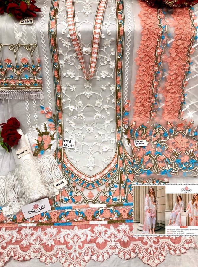 Ramsha R 252 Nx Latest Heavy Festive Wear Fancy Butterfly Net With Embroidery Pakistani Salwar Suits Collection
