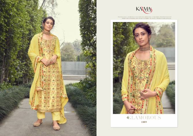 Karma Jashn 1088 Series Latest Fancy Festive Wear Pure Silk Jacquard Designer Salwar Suits Collection